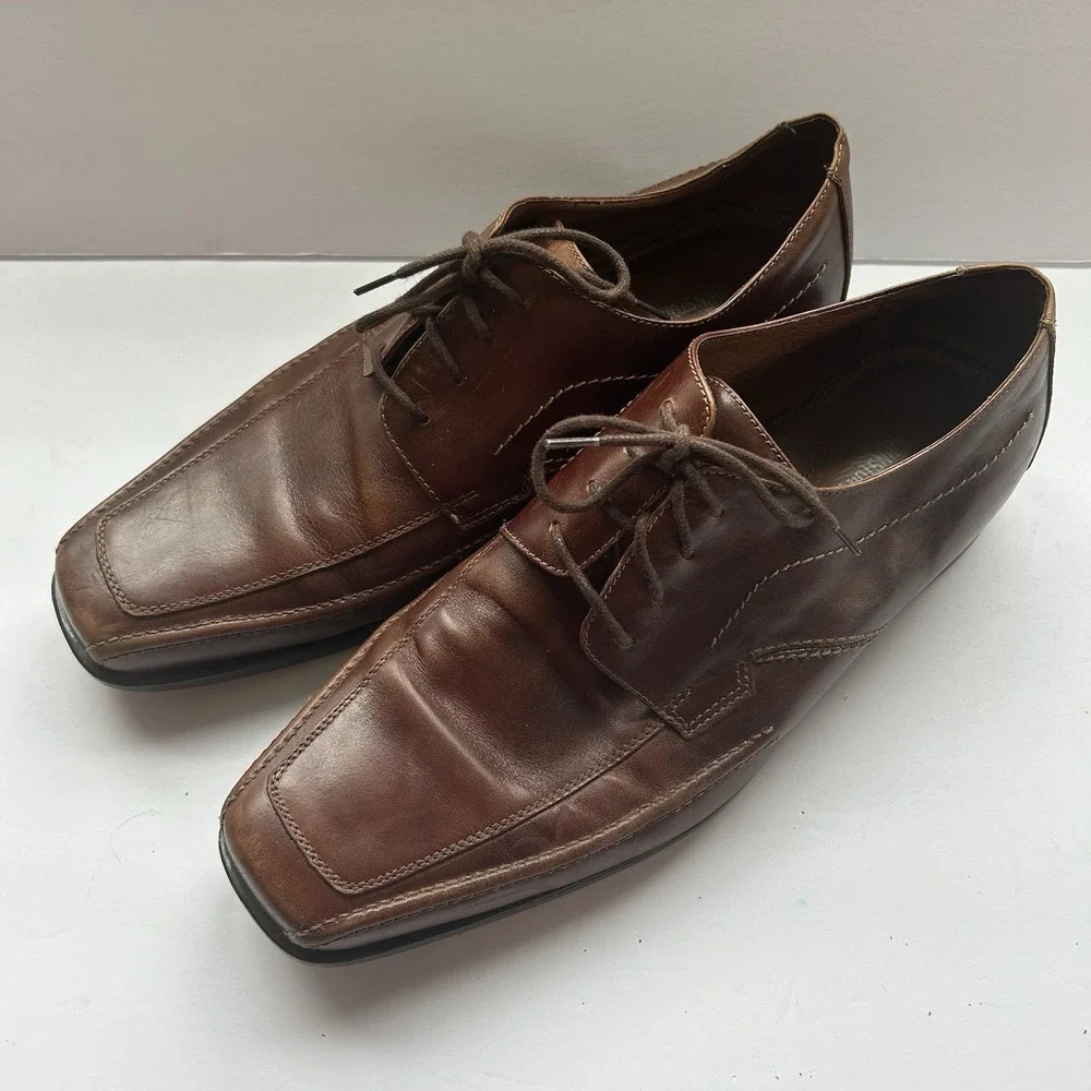 Johnston & Murphy Mens Brown‎ Leather Dress Shoes 20-3120 Lace Oxford Square 13